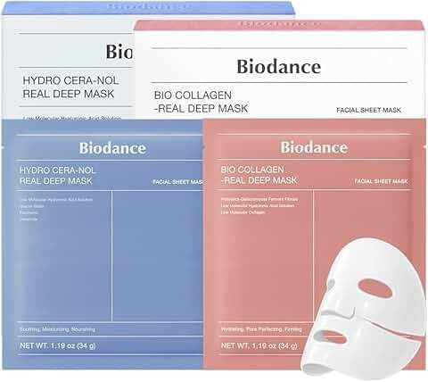BIODANCE Best Mask Duo: Bio-Collagen & Ceramide Panthenol Real Deep Mask Set, Firming, Hydrating, Face Mask Bundle for Glass Skin, Korean Skincare Set, Christmas Gift Stocking Stuffers for teen girls | Amazon (US)