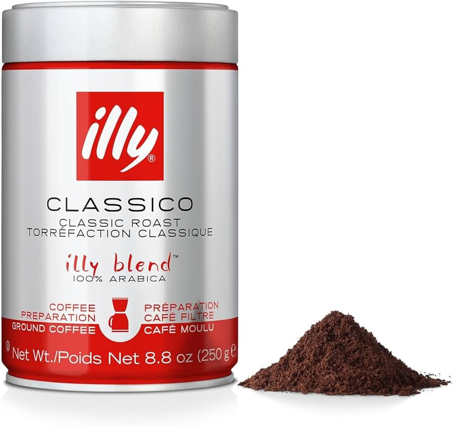 Illy Classico Ground Drip Coffee, Medium Roast, Classic Roast With Notes Of Chocolate & Caramel, 100% Arabica Coffee, No Preservatives, 8.8 Ounce (Pack Of 1) | Amazon (US)