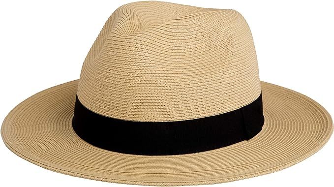 Pineapple&Star Sun Straw Fedora Beach Hat Fine Braid UPF50+ for Both Women Men | Amazon (US)