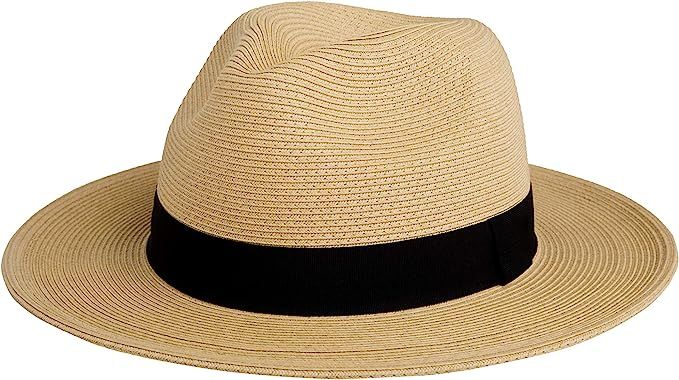 Pineapple&Star Sun Straw Fedora Beach Hat Fine Braid UPF50+ for Both Women Men… | Amazon (US)