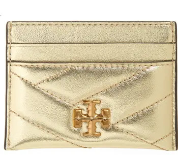 Kira Chevron Quilted Metallic Leather Card Case | Nordstrom