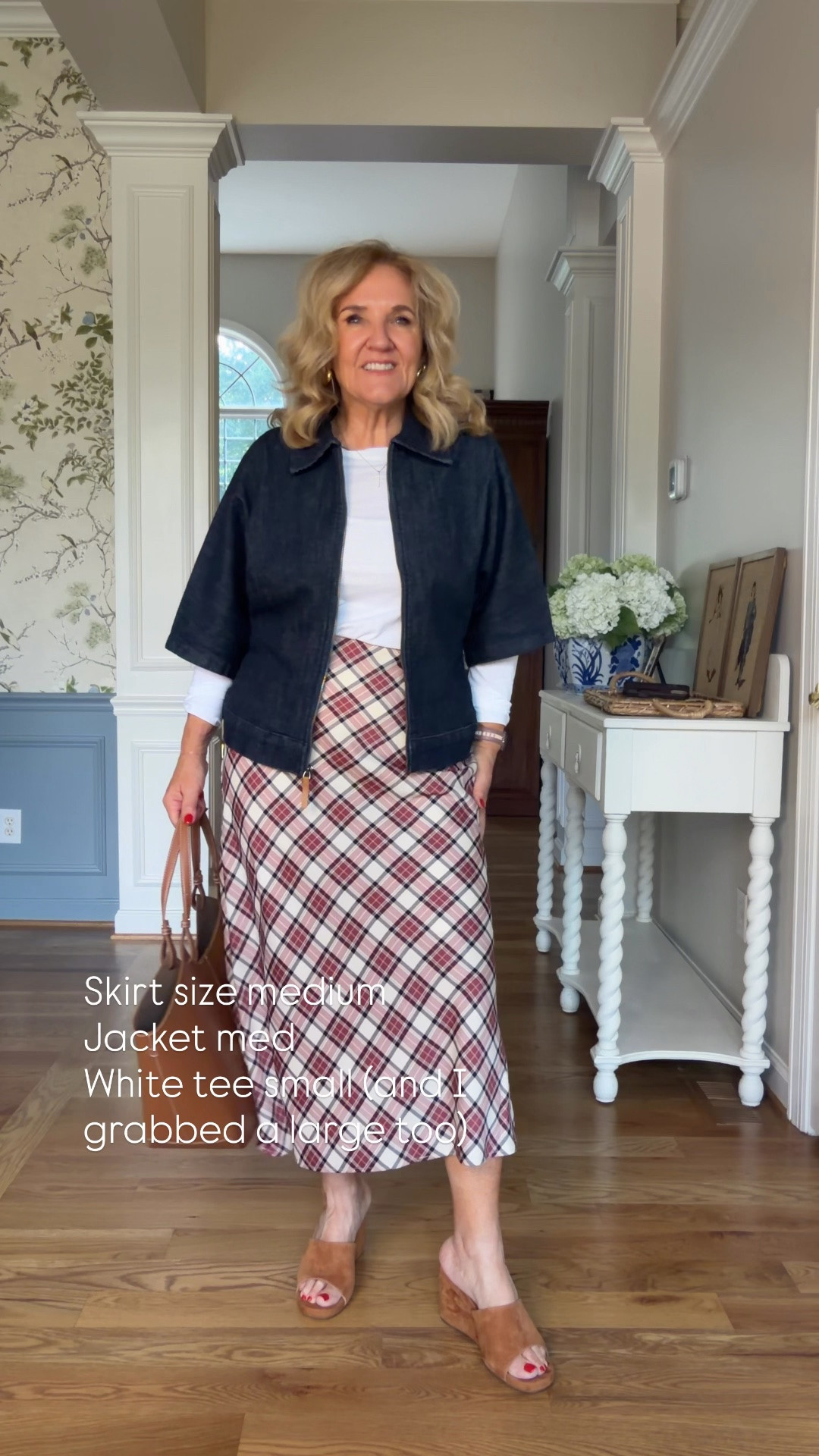 @kohls #kohls #kohlspartner #kohlsfinds 
The prettiest plaid skirt and do wearable! Size medium 
Everything is a medium except noted 
White tee size small (for a fitted look with the skirt, add a couple of tees to grab free shipping!) 
White with subtle black stripe ruffle blouse size small

#LTKOver40 #LTKWorkwear #LTKPetite