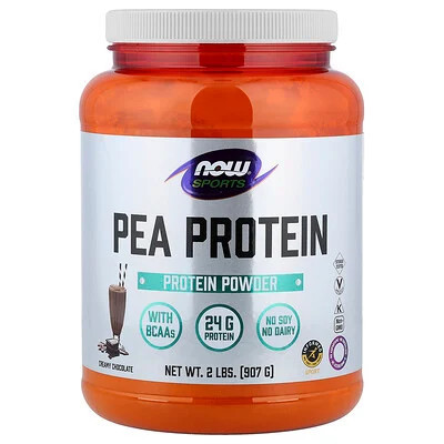NOW Foods, Sports, Pea Protein Powder, Creamy Chocolate, 2 lbs (907 g) | iHerb