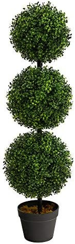 Nearly Natural 36in Artificial Triple Ball Boxwood Topiary Tree - Indoor Outdoor Realistic Faux G... | Amazon (US)