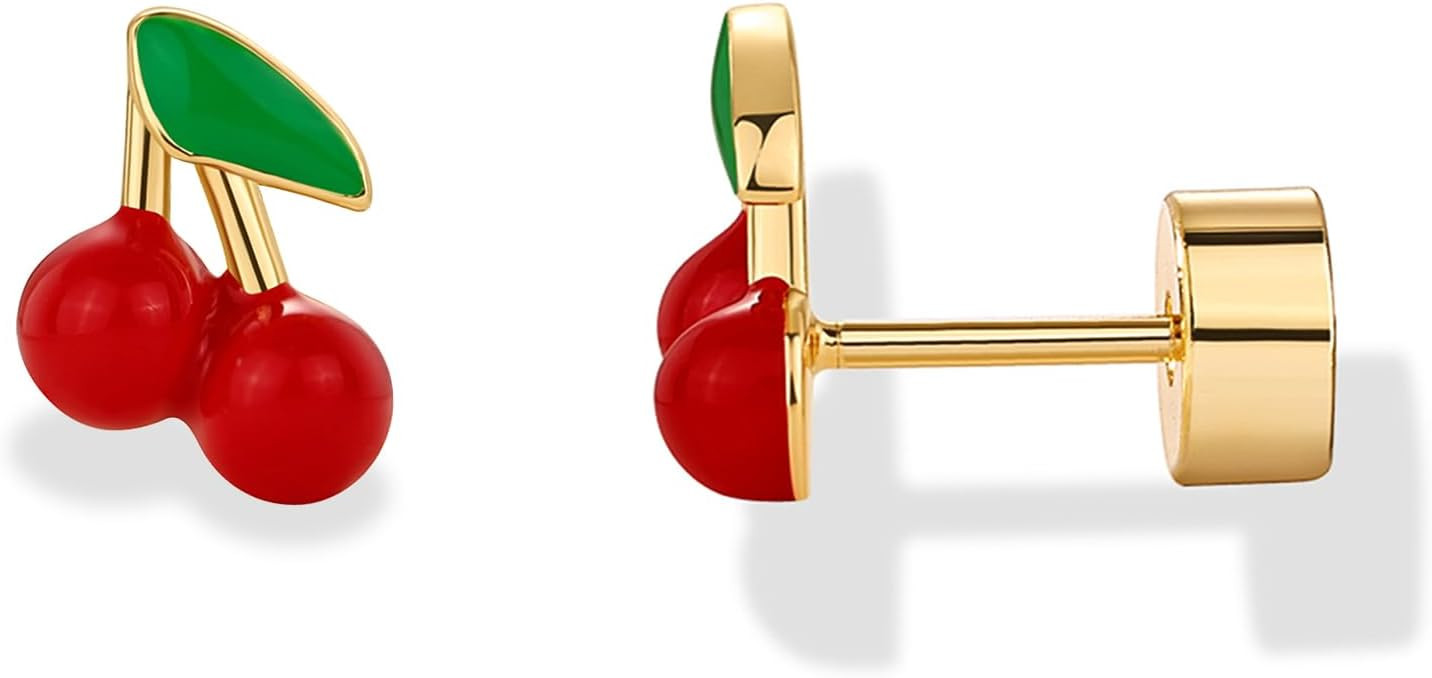 14K Gold Plated 925 Sterling Silver Posts Enamel Flatback Stud Earrings for Women - Colored Chili... | Amazon (US)