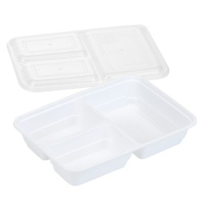 GoodCook Meal Prep 3-Compartment Food Storage Containers (10-Pack) in White | Bed Bath & Beyond