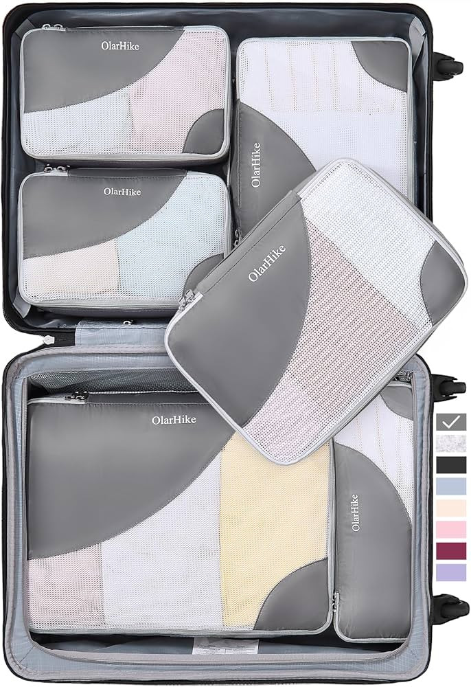 6 Set Packing Cubes for Travel, OlarHike 4 Various Sizes(Large,Medium,Small,Slim) Luggage Organiz... | Amazon (US)