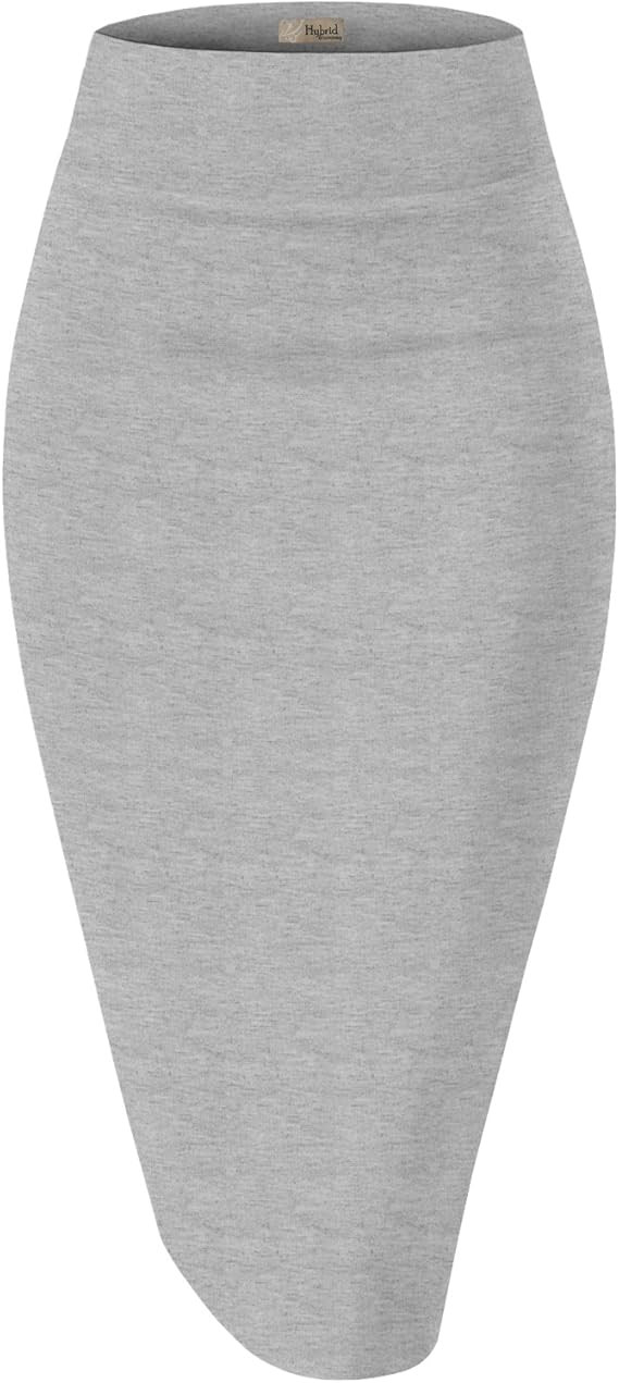 Hybrid & Company Women's Premium Nylon Ponte Stretch High Waist Pencil Suit Skirt Below Knee | Amazon (US)