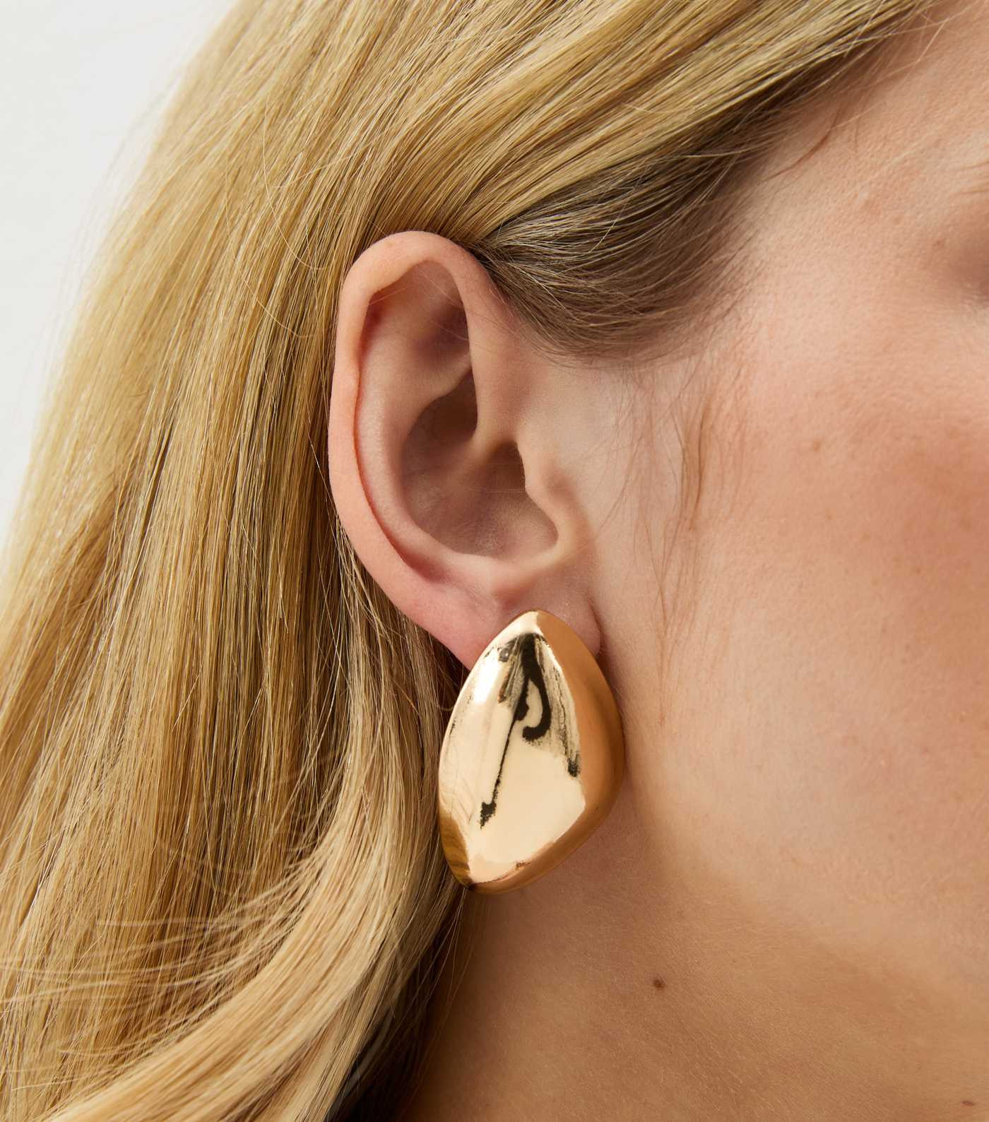 Gold Tone Curved Dome Metal Stud Earrings | New Look | New Look (UK)