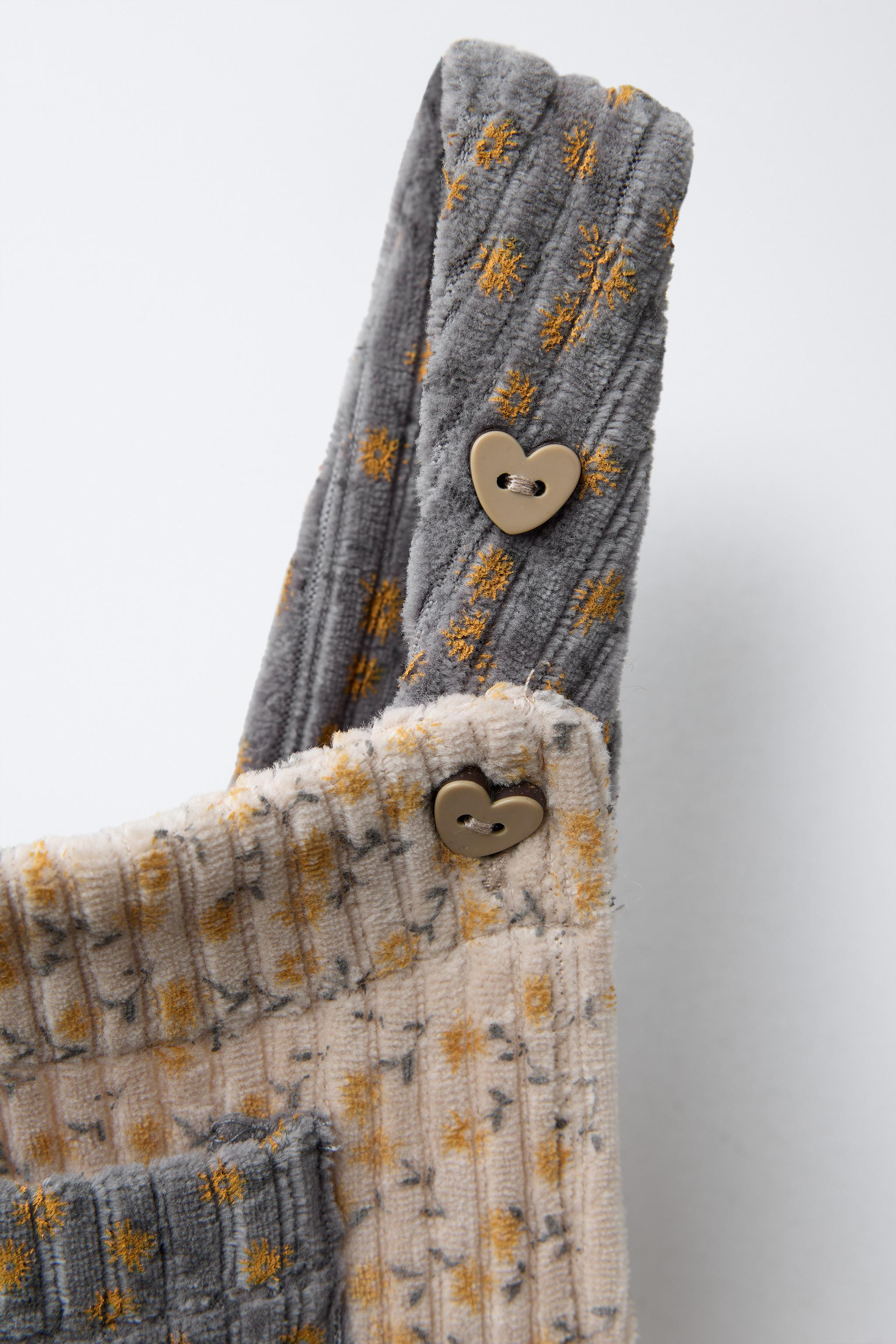 LONG FLORAL CORDUROY OVERALLS | Zara US