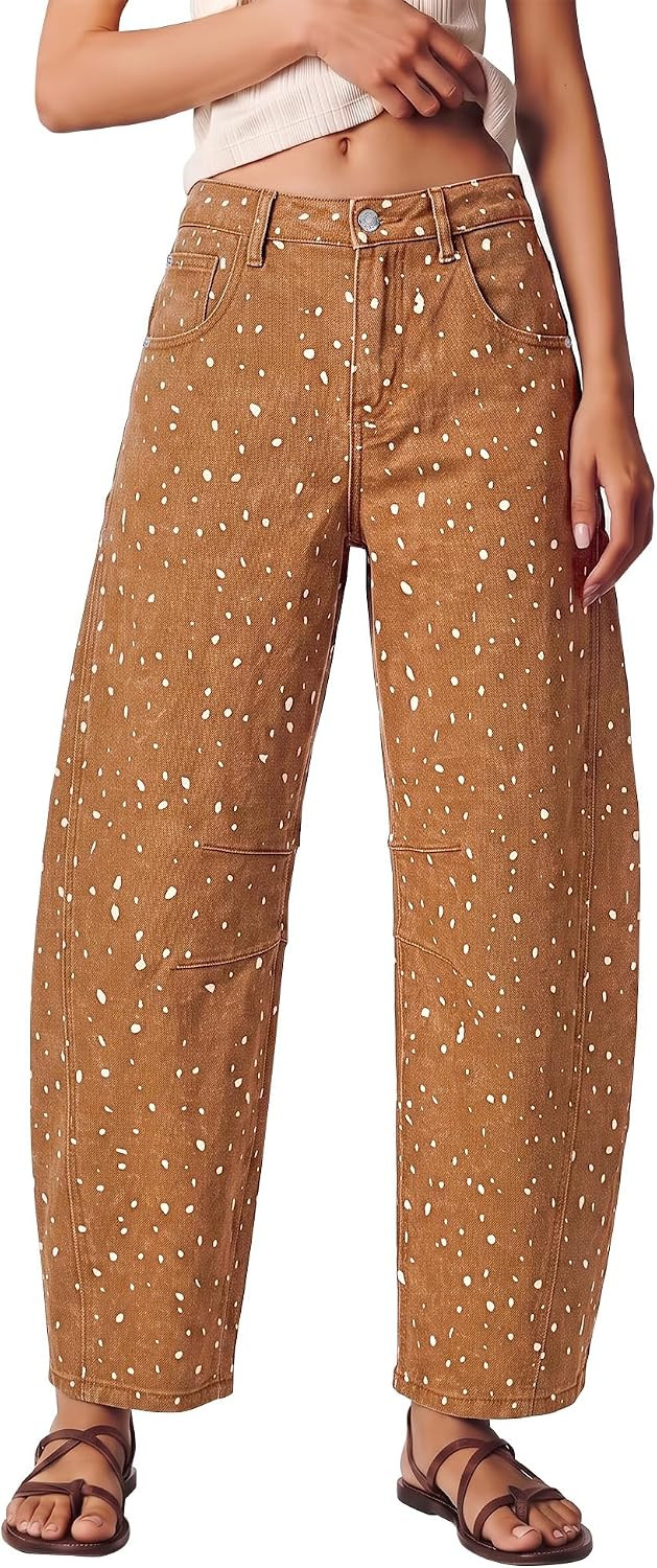 luvamia Barrel Jeans Women Deer Print High Waisted Patterned Denim Pants | Amazon (US)