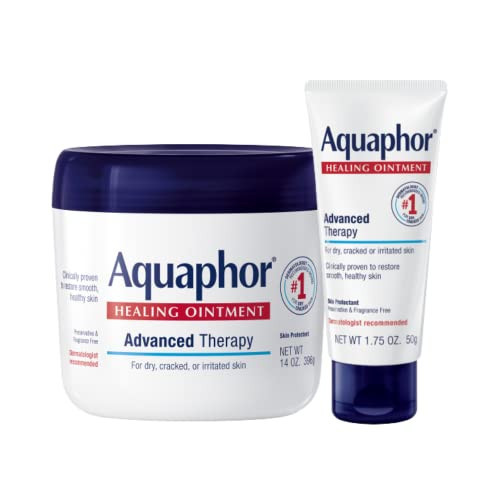 Aquaphor Healing Ointment Advanced Therapy Skin Protectant Skin Care Set, Body Moisturizer for Dry Skin, Minor Cuts and Burns, Dry Cuticles, Cracked Heels, Hands and Lips, 14 Oz Jar + 1.75 Oz Tube | Amazon (US)