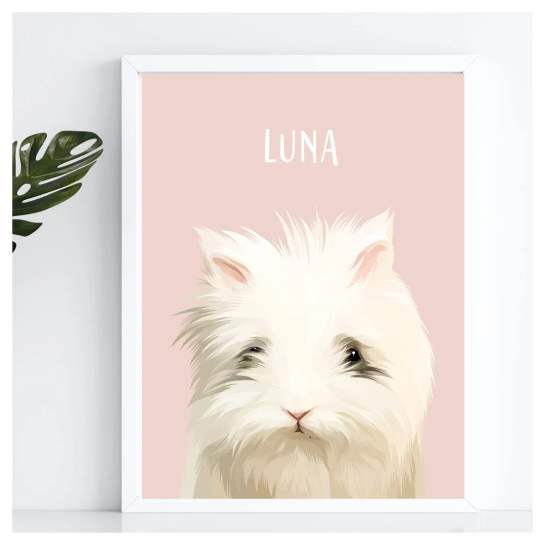 Custom Bunny Portrait From Photo Personalized Hand Drawn Rabbit Portrait With Name Digital Print ... | Etsy (US)