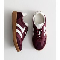 Women's Burgundy Contrast Panel Faux Suede Trainers Vegan New Look | New Look (UK)