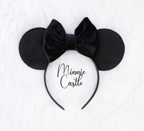 Black Velvet Minnie Ears Solid Black Velvet Mouse Headband | Etsy | Etsy (US)