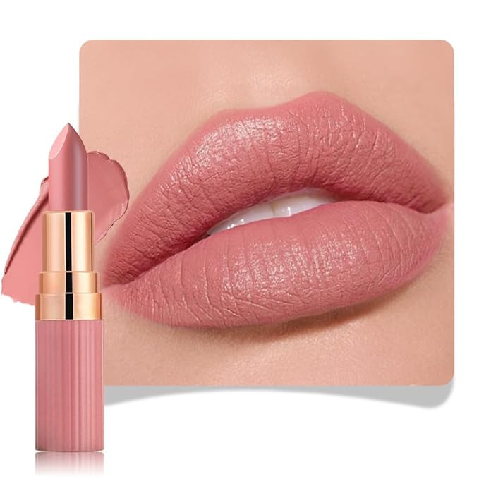 evpct Mauve Nude Pink Matte Creamy Lipstick for Women, Long Lasting Waterproof Velvet Lipstick, L... | Amazon (US)