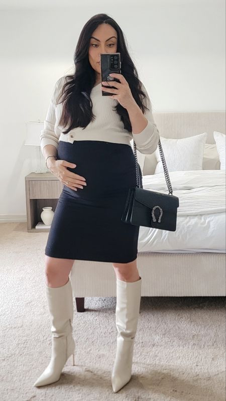 This maternity midi skirt has been a lifesaver throughout my pregnancy! I've worn it with sneakers, strappy heels, pumps and boots. It's so soft and so comfortable. I've worn it through out my 2nd and end of my 3rd trimester. Its a must-have! 

#LTKover40 #LTKfindsunder50 #LTKbump