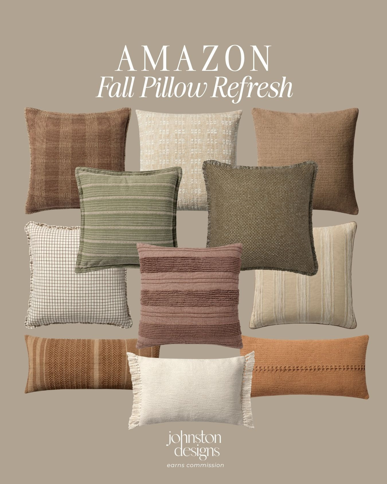 An easy fall refresh starts with new pillow covers. 🤎 These warm neutrals, earthy greens and rich autumn textures make any sofa or bed feel instantly cozier without changing the entire room.

Amazon fall pillow covers, Loloi, neutral throw pillows, cozy autumn home décor, brown decorative pillows, green fall pillows, textured pillow covers, affordable fall décor, cozy living room ideas

#amazonfinds #amazonhome #falldecor #fallpillows #cozyhome #neutraldecor #autumnhome #homedecorfinds #livingroomdecor
 

 #LTKSeasonal #LTKHome