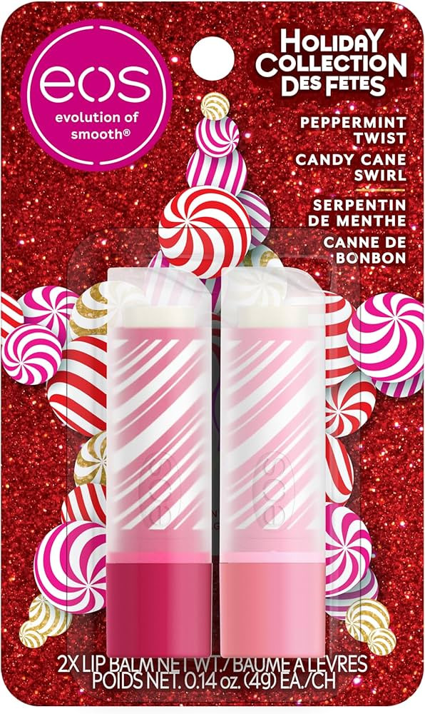 eos Holiday Lip Balm Sticks- Peppermint Twist & Candy Cane Swirl, Limited-Edition Skincare, Stock... | Amazon (US)