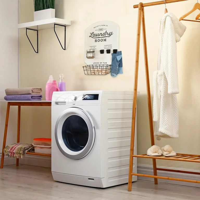 AuldHome Design Farmhouse Enamelware Laundry Room Sign, Includes Lost Socks Clips, Tip Jar, and C... | Walmart (US)