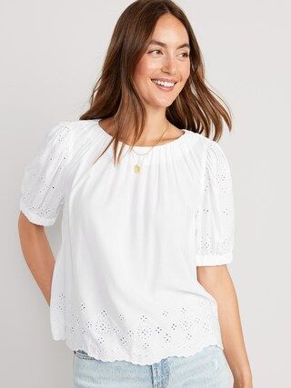 Puff-Sleeve Shirred Top for Women | Old Navy (US)