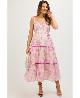 Maternity Floral Sleeveless Ruffle Tiered Midi Dress | Macy's