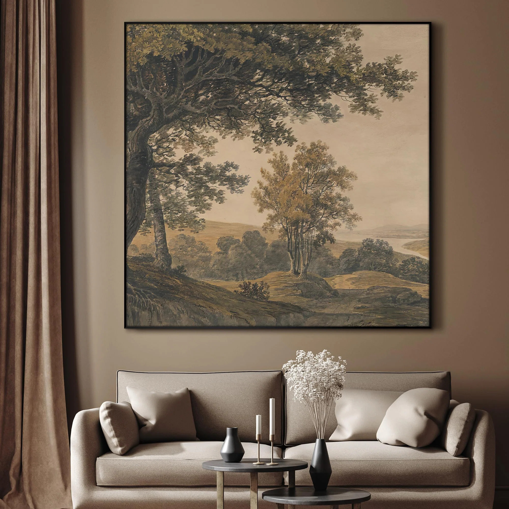 SIGNLEADER Extra Large Framed Wall Art Vintage Woodland Landscape Print for Home Living Room Bedr... | Wayfair North America