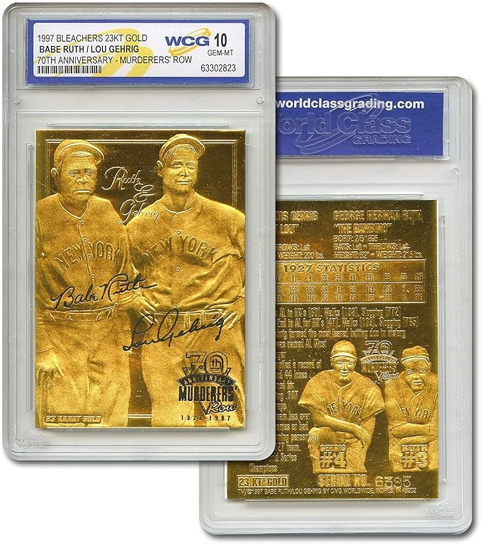 Babe Ruth & Lou Gehrig 23KT Gold Collectible Baseball Card GEM Mint 10 | Amazon (US)