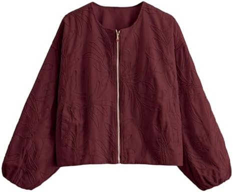 KEOMUD Women's Embroidered Bomber Jacket Casual Zip Up Cropped Jacket Floral Pattern Outwear for ... | Amazon (US)