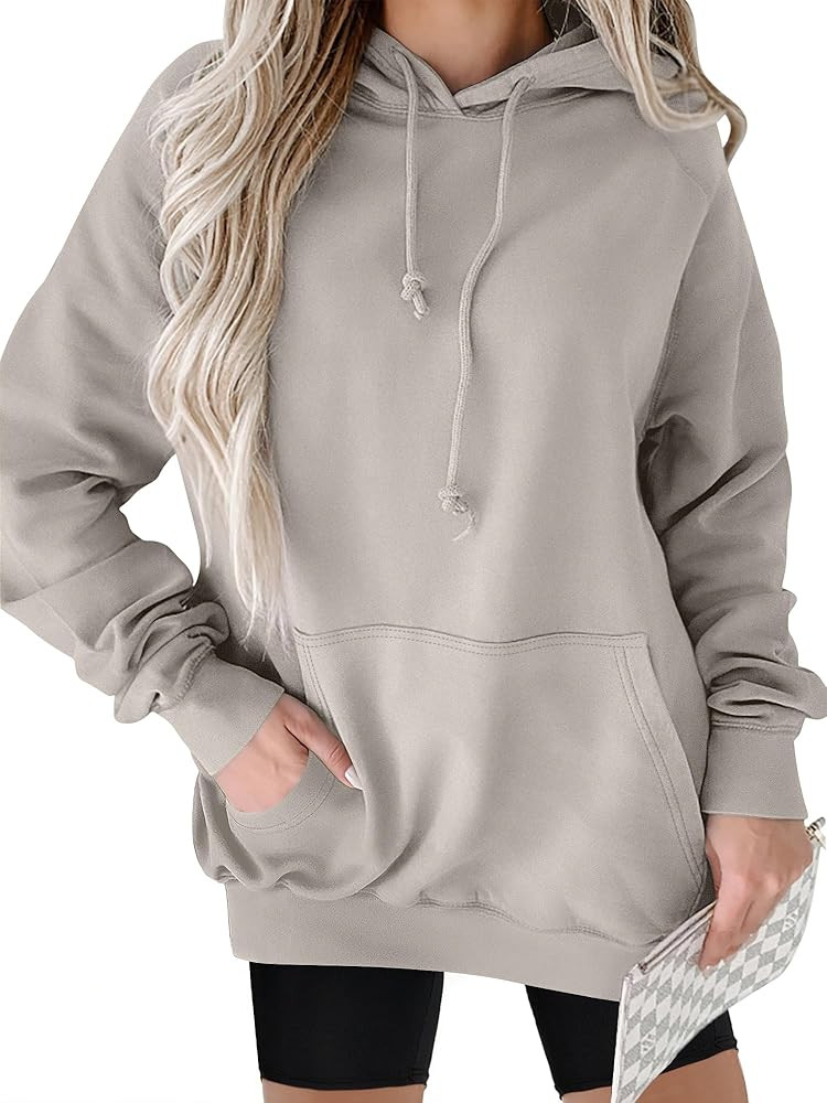 ANRABESS Women Hoodies Long Sleeve Loose Fit Fleece Hooded Sweatshirts Drawstring Pullover Top Wi... | Amazon (US)