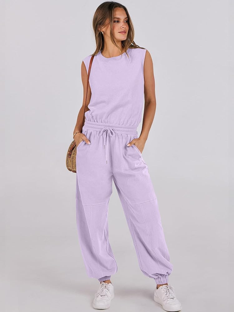 ANRABESS Jumpsuits for Women Casual Summer Sleeveless 2025 Romper One Piece Outfit Active Workout... | Amazon (US)