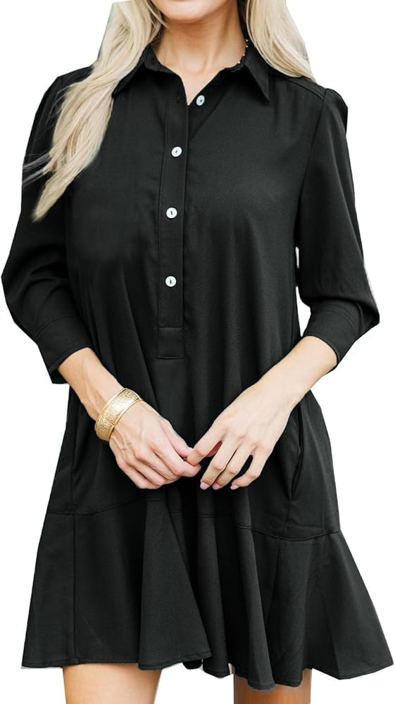 Shift Mini Shirt Dress Tunic Dresses | Amazon (US)