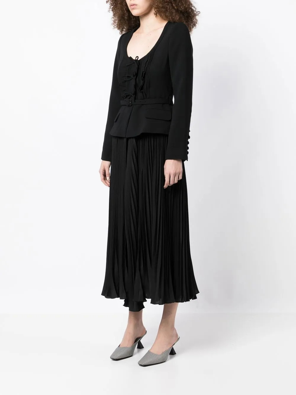Self-Portrait Ruched Crepe Midi Dress - Farfetch | Farfetch Global
