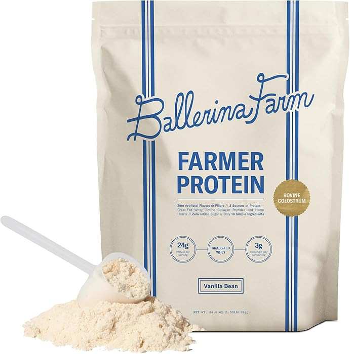Ballerina Farm Grass Fed Whey Protein Powder, Vanilla Bean, 24g Protein with Collagen Peptides, B... | Amazon (US)
