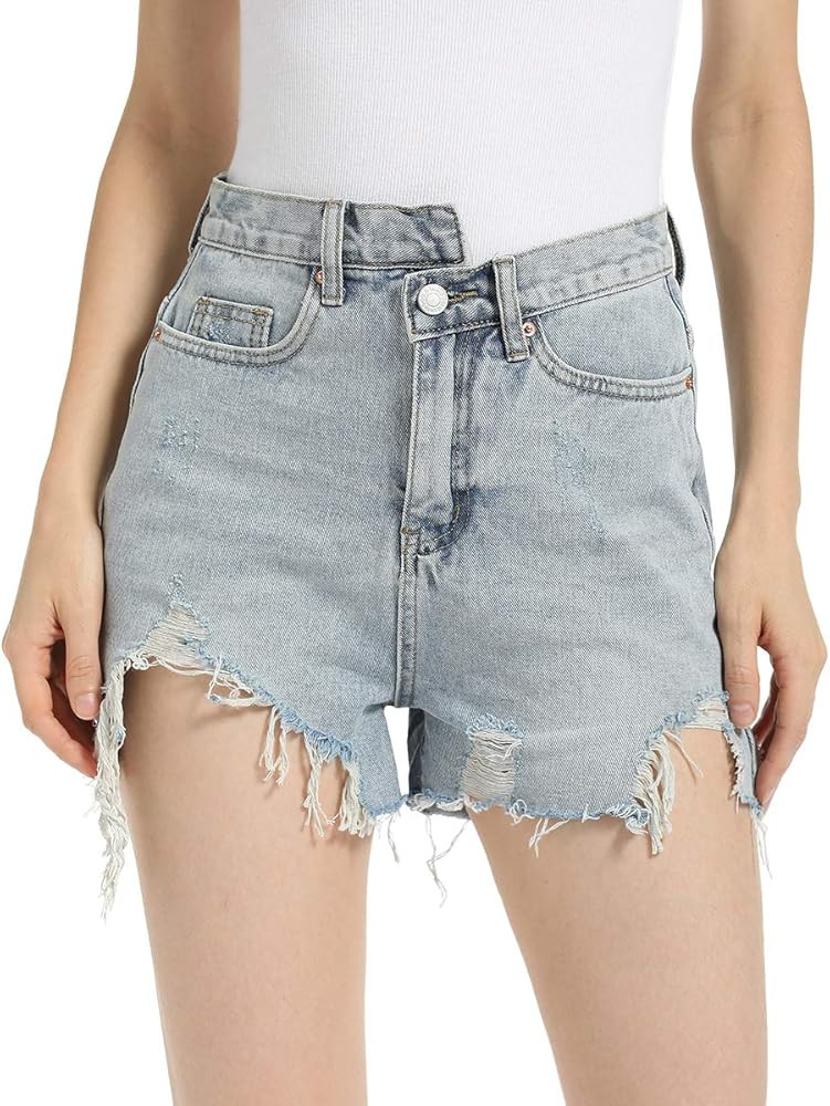 EYESHOCK Denim Shorts for Women Ripped Frayed Jeans Shorts | Amazon (US)