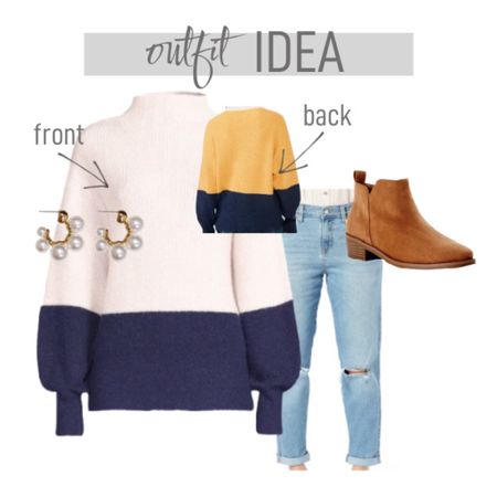This sweater is so cute – – and it has a surprise. It’s color blocked on the front and the back. Perfect with jeans and boots for cozy winter fashion. Makes the perfect gift for anyone on your list.￼

#LTKstyletip #LTKsalealert #LTKunder50