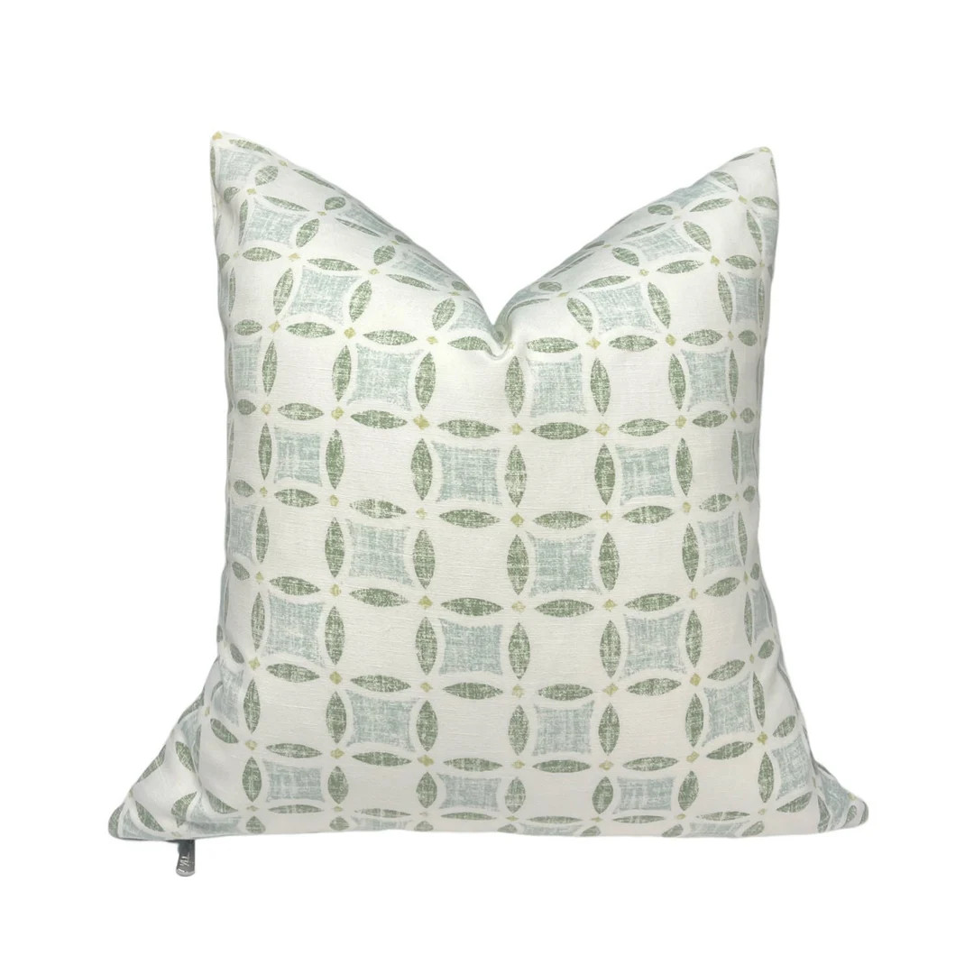 Green Geometric Linen Pillow Cover - Kravet Designer Fabric - Etsy | Etsy (Global)