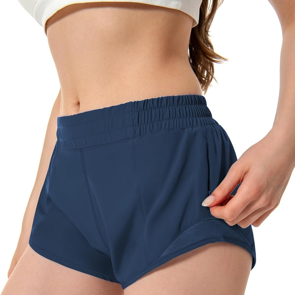 Athletic Shorts for Women Running Shorts with Liner, Quick Dry Active Workout Gym Shorts with Poc... | Amazon (US)