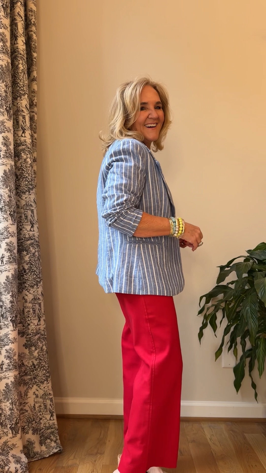 Red jeans or red pants and more white tops! Oh my I love these. And very reasonably priced. 
1st top is a soft knit size medium size down if your size is gone. 
Red kick flare jeans 29 reg 
Second top a textured cotton with smocked yoke size medium 
Red lightweight twill Palmer pant easy to dress up or down! 
Walmart linen blend blazer size medium 

Memorial Day 4th of July outfits summer outfits July 4th

#LTKOver40 #LTKWorkwear #LTKSeasonal