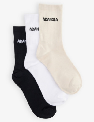 Branded pack of three bamboo-blend knitted socks | Selfridges