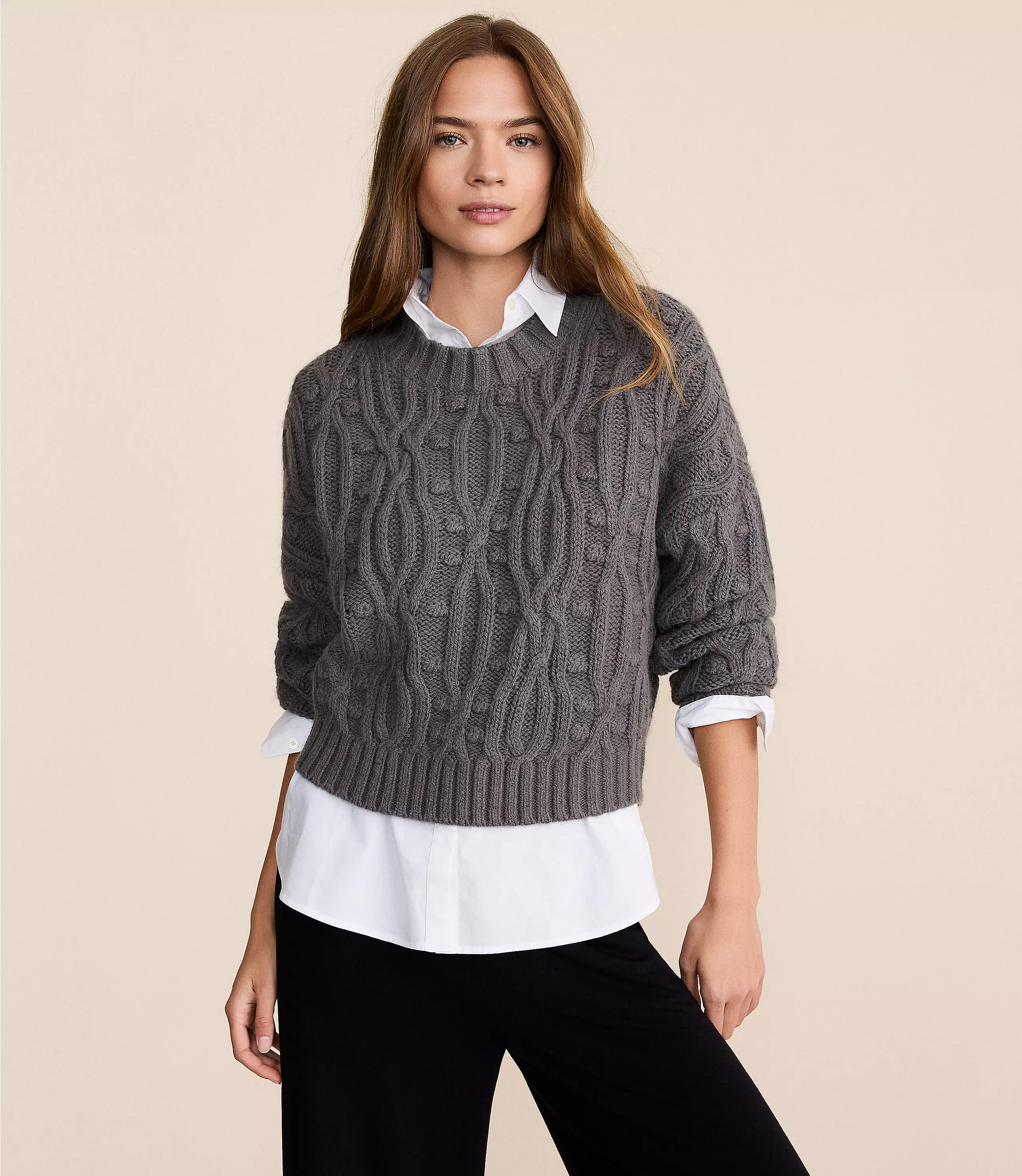 Petite Lou & Grey Chunky Cable Sweater | LOFT
