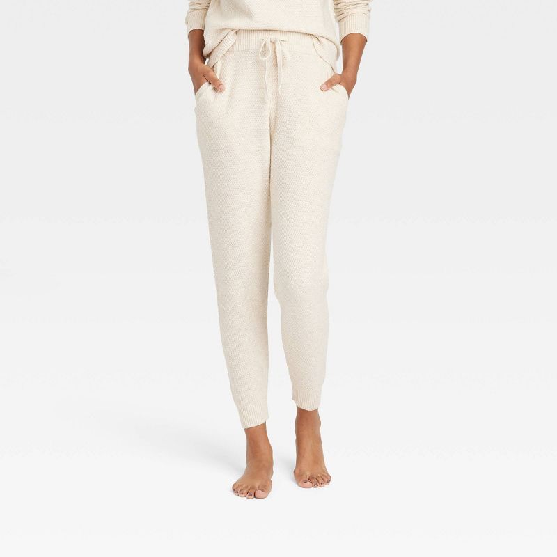 Women&#39;s Sweater Jogger Pants - Stars Above&#8482; Oatmeal XS | Target