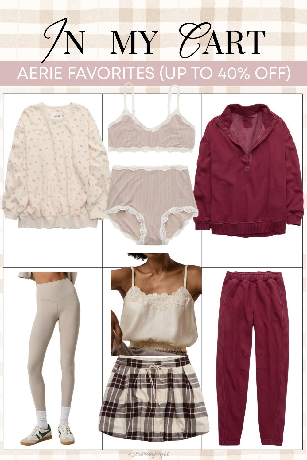 All apart of the LTK Fall Sale! Have almost all this from aerie 😍 the red matching lounge set is GORG for fall. 

Both sweatshirts runs oversized. Size down 1-2.

Everything else should be true to size. Love the little plaid bubble skirt too

Aerie loungewear, lounge set, fall outfits, leggings, sweatpants, fall fashion, cute loungewear

#LTKFindsUnder50

#LTKSaleAlert #LTKSeasonal #LTKFallSale
