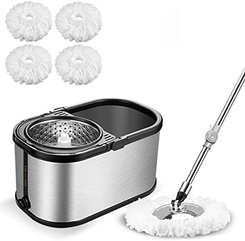 Spin Cycle Mop Bucket System Stainless Steel Bucket and Mop Set 360° Rotating Mop for Floor Cleaning | Amazon (US)