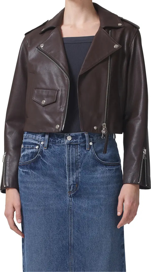 Citizens of Humanity Aria Crop Leather Jacket | Nordstrom | Nordstrom
