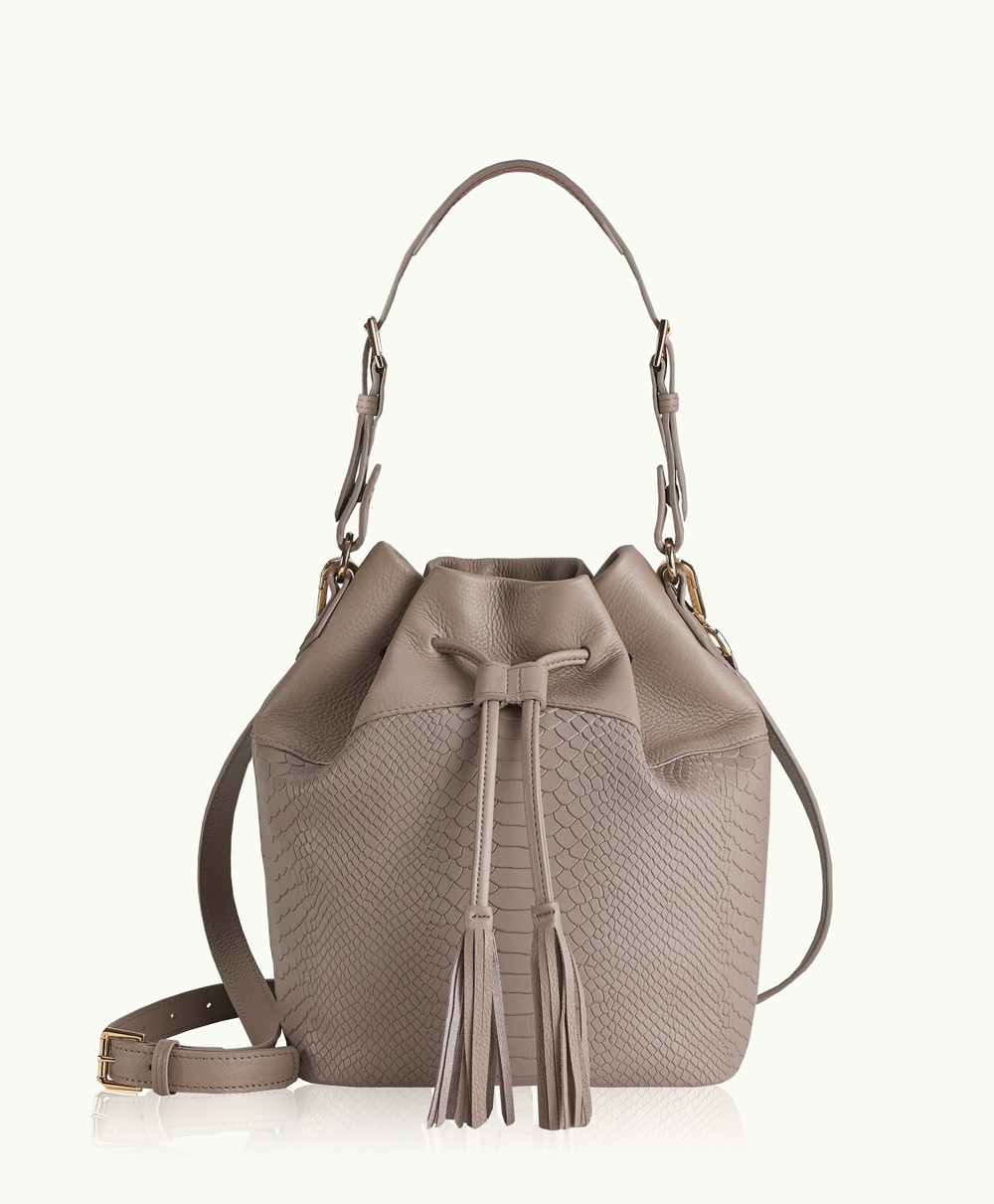 Jenn Bucket Bag Stone Embossed Python | GiGi New York / Graphic Image