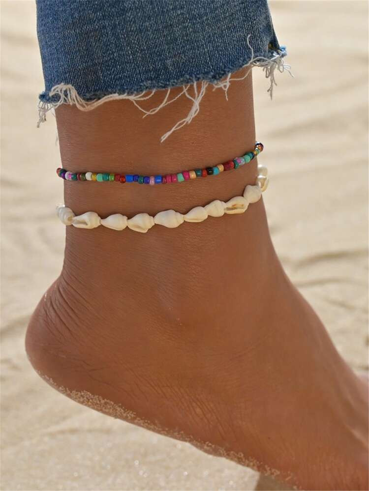 2pcs Shell Decor Anklet | SHEIN