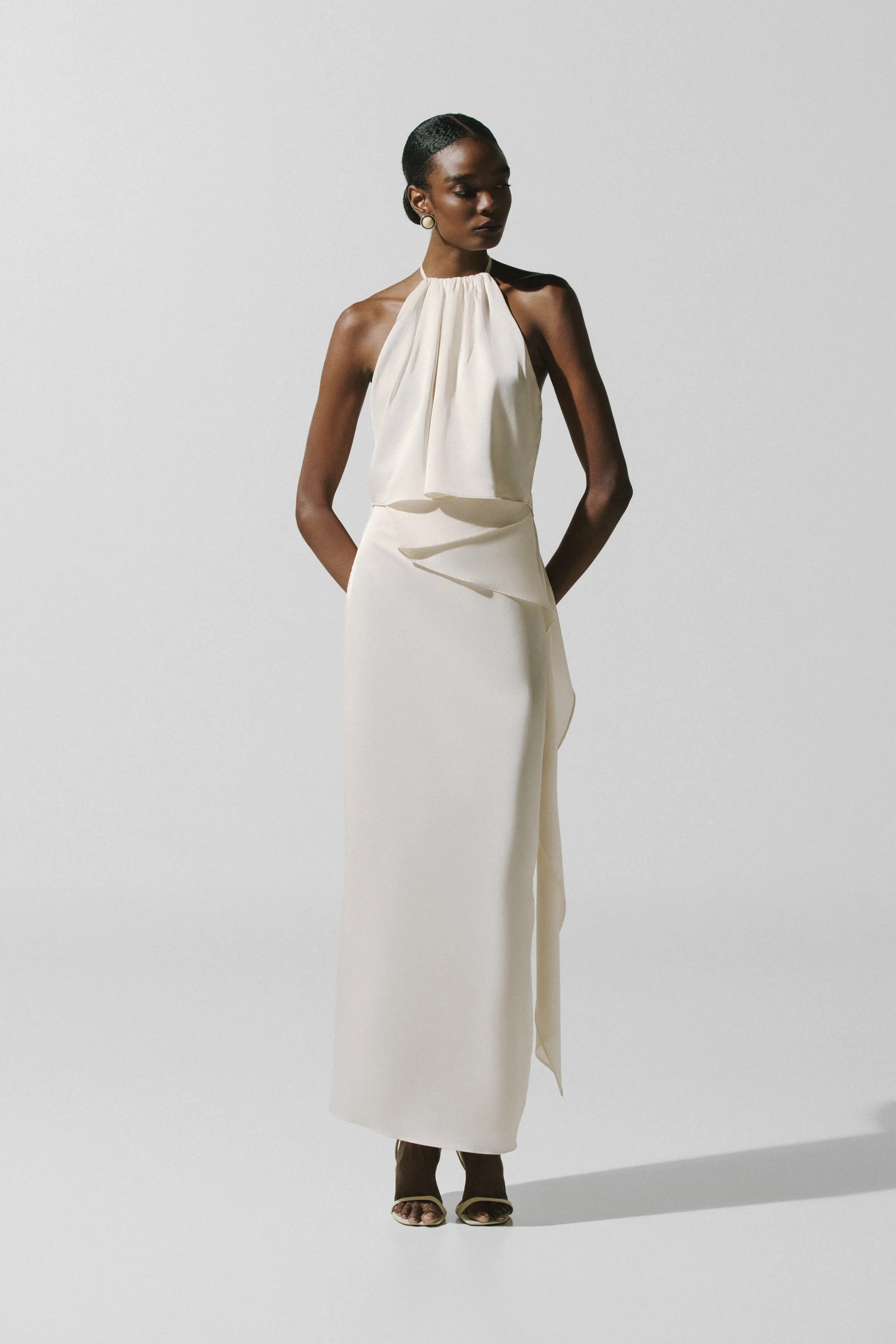 Lorena Maxi Skirt White in Satin - High Summer 26 | BAOBAB INT