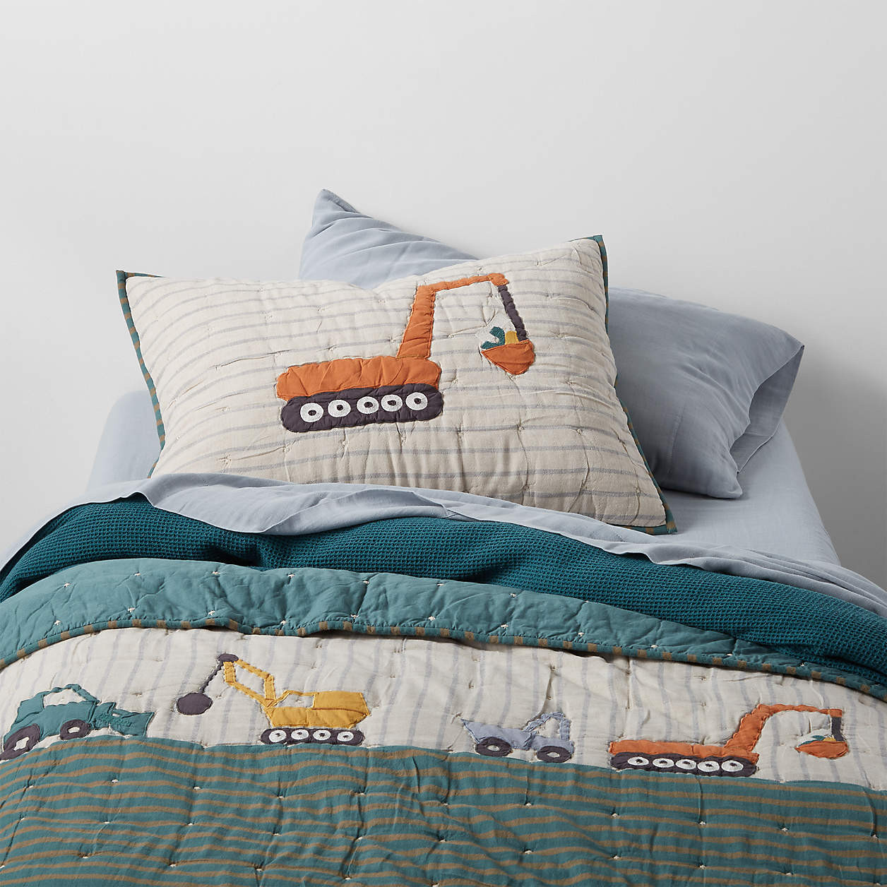 Modern Trucks 100% Organic Cotton Kids Twin Quilt + Reviews | Crate & Kids | Crate & Barrel