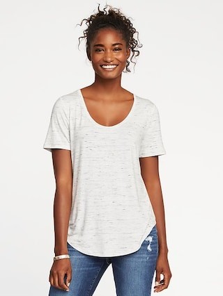 Luxe Curved-Hem Scoop-Neck Tee for Women | Old Navy US